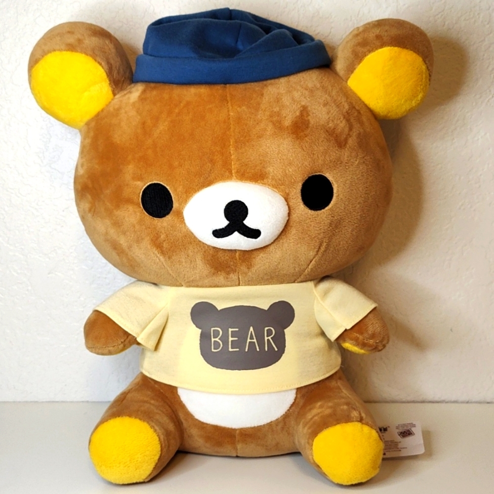 GS9055 Rilakkuma t-shirt Plush Bear with Blue Hat 14 IN